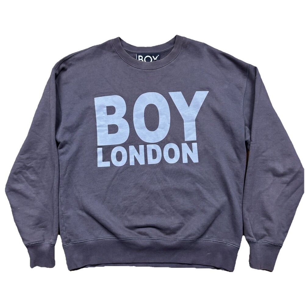 BOY London Mens Medium Crewneck Sweatshirt Black Gray Logo Pullover Casual